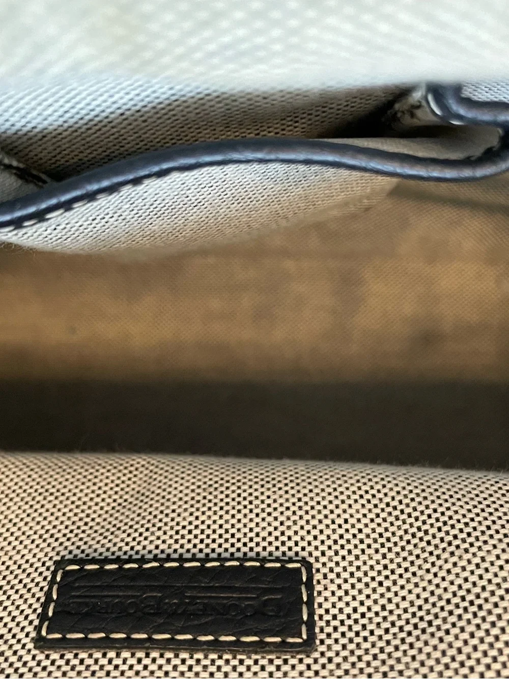 Dooney & Bourke Black Pebbled Leather Satchel with Logo Emblem